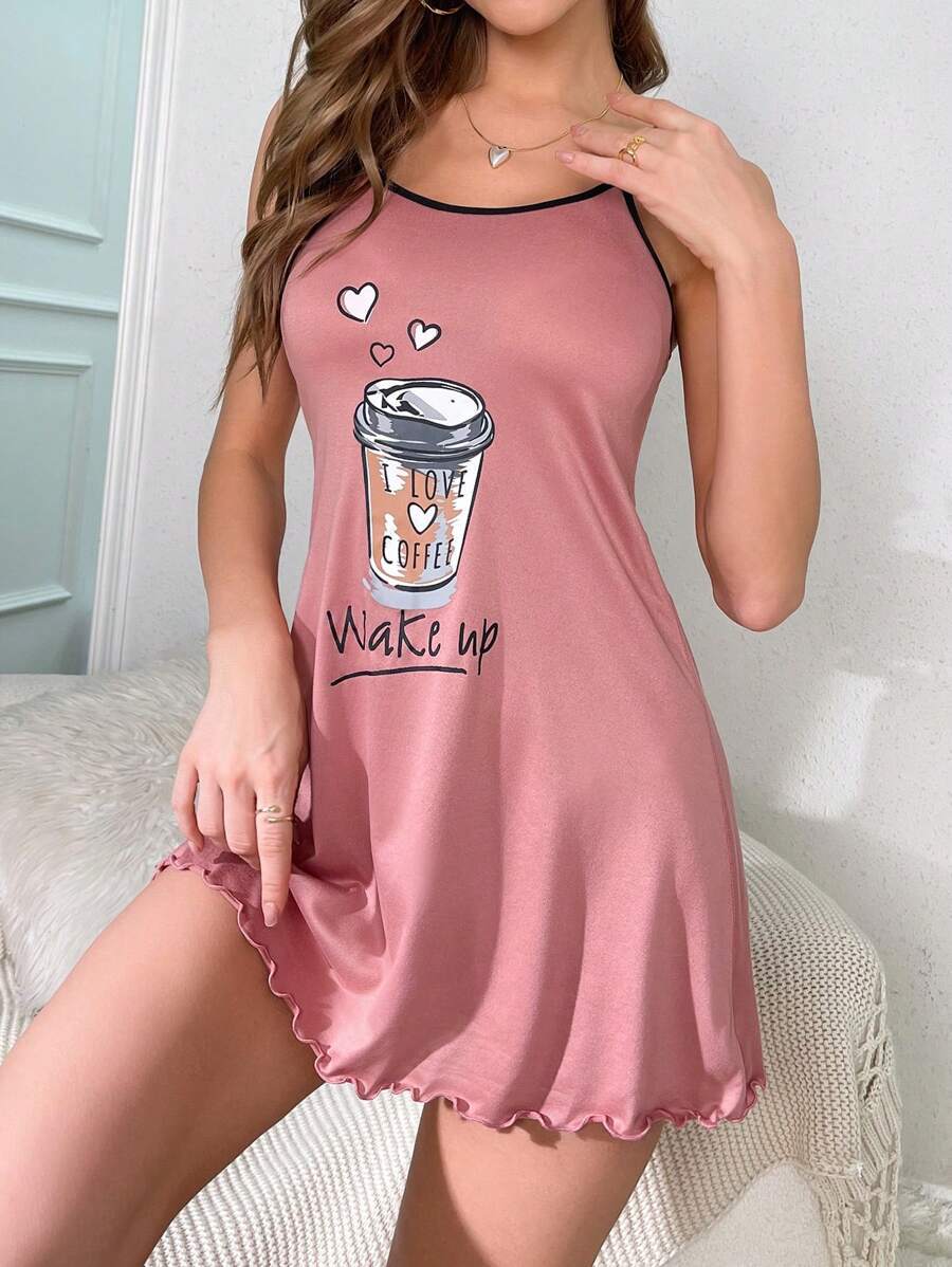 Sexy Lingerie Suspender Dress Sleepwear Multi-Color Print Nightgown Erotic Set