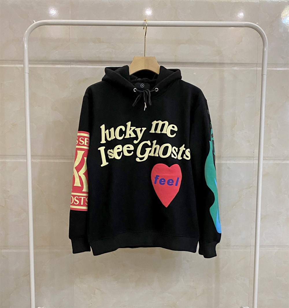 Kanye Foaming Love Letter Graffiti Print Hoodie Sweater for Men and Women Couples Plush Coat