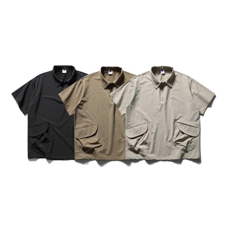 Polo shirt men's loose collar short sleeved shirt