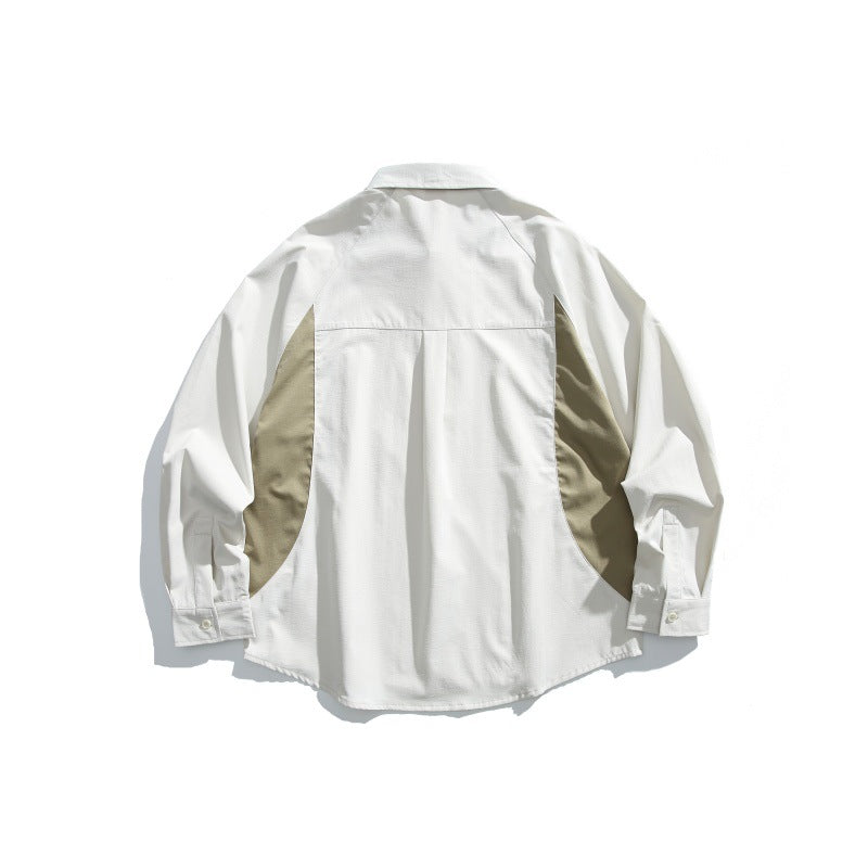 Color blocking patchwork shirt men's loose casual top