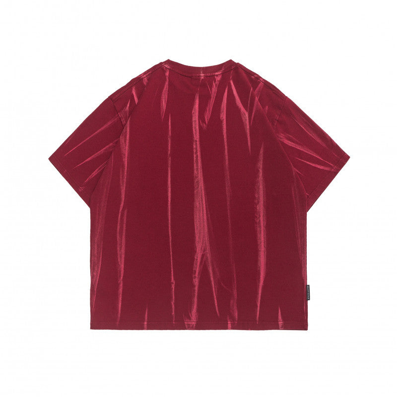 Washed and worn round neck T-shirt for men and women with short sleeves