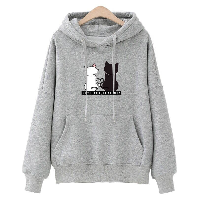 Streetwear Hoodies Women Sweatshirt Autumn Long Sleeve Hoodies Harajuku Hoodie Cute Cat Print Sweatshirt for Women