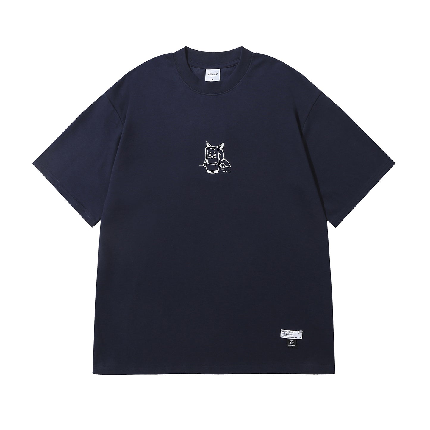 Simple and loose T-shirt for men and women with short sleeves