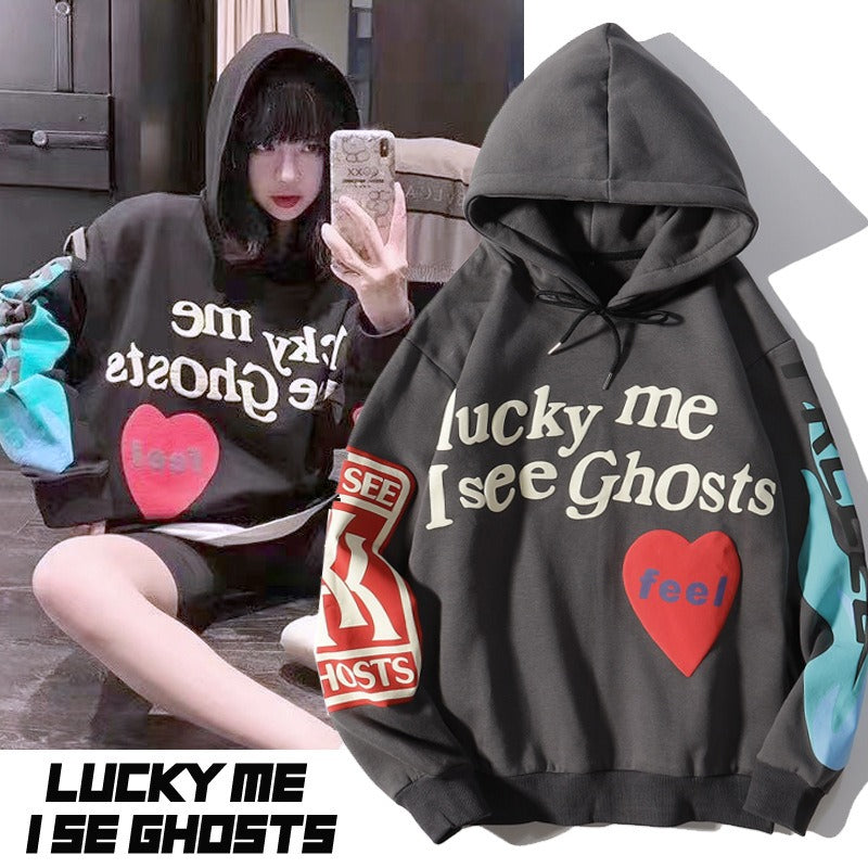 Kanye Foaming Love Letter Graffiti Print Hoodie Sweater for Men and Women Couples Plush Coat