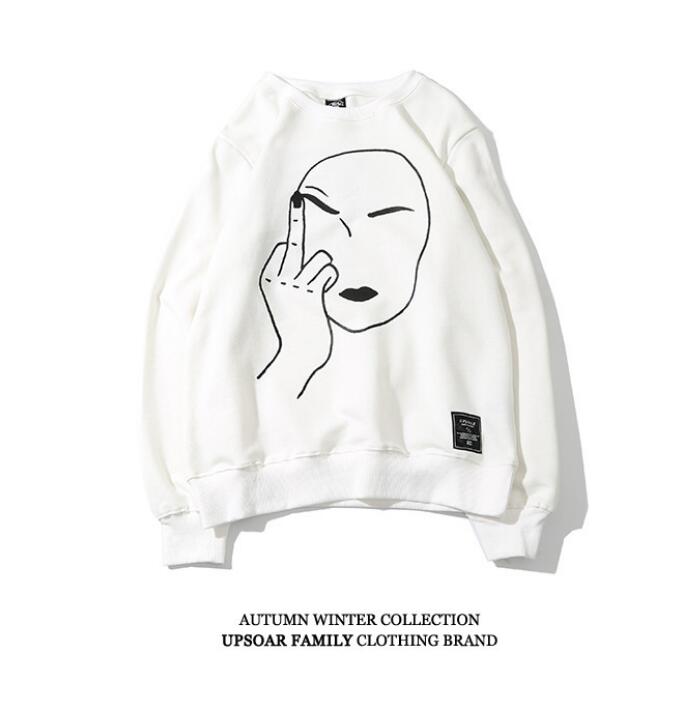 Sweatshirt Streetwear Print Middle Finger Men Hip Hop Pullover Sweatshirts Hoodie