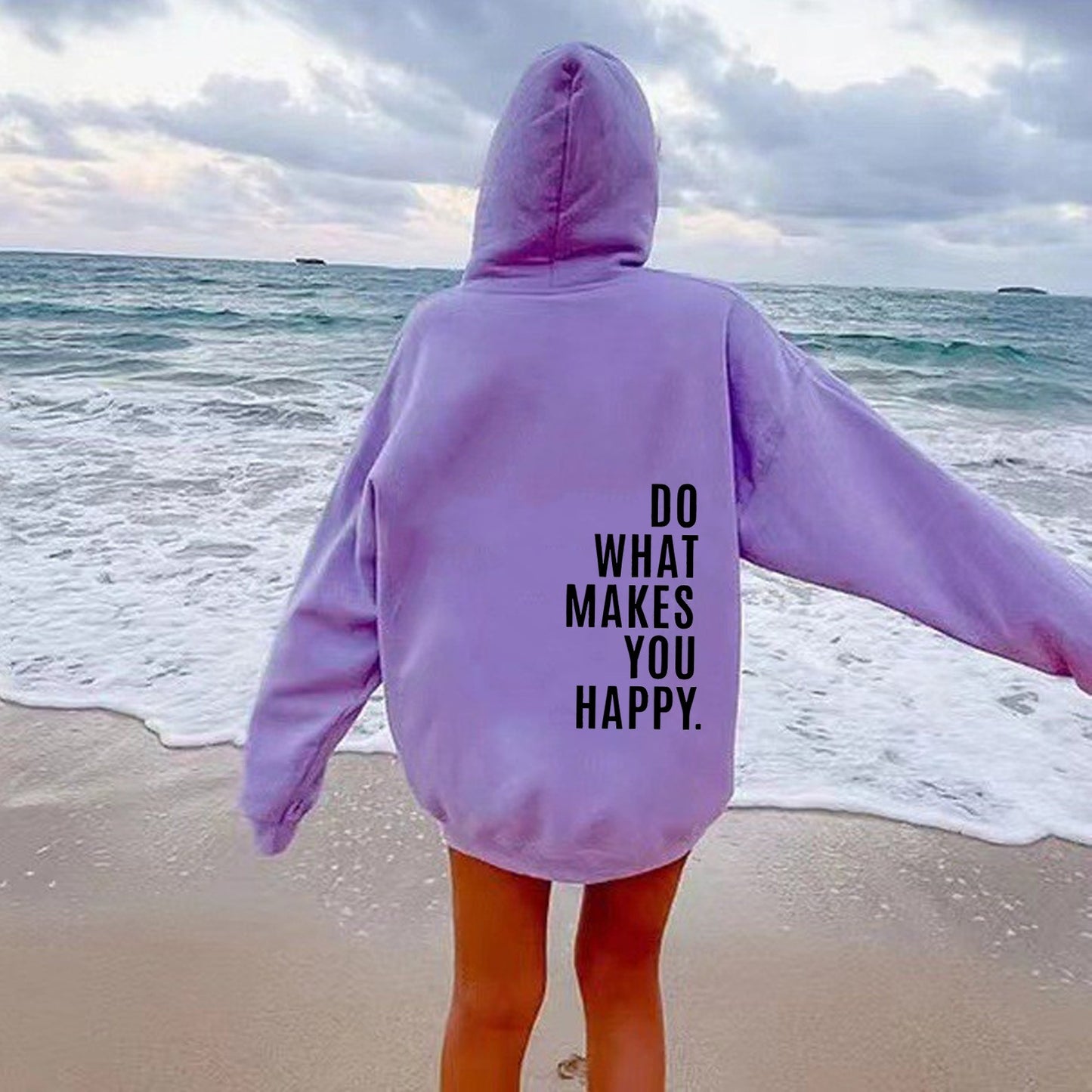 Do What Makes You Happy Hoodie with Dropped Shoulders