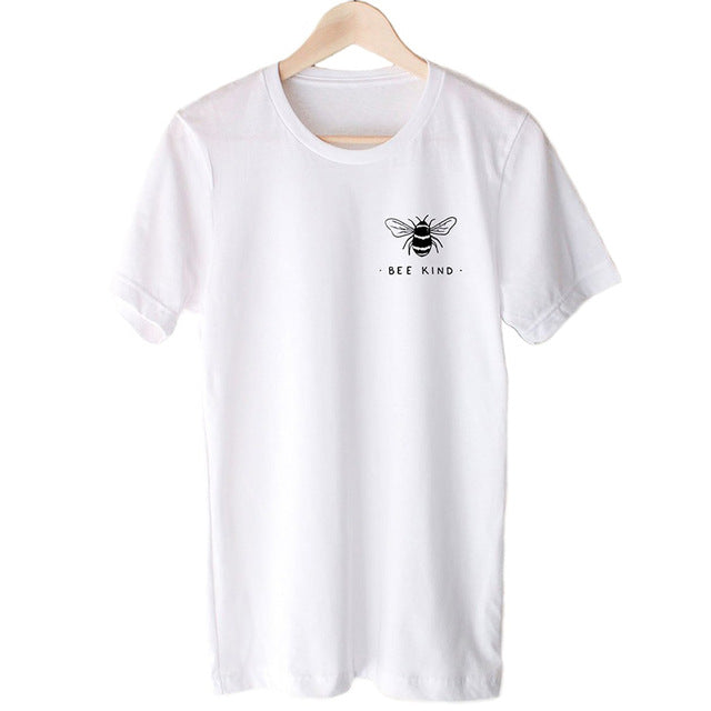 Bee Kind Pocket Print Tshirt Women Tumblr Save The Bees Graphic Tees Women Plus Size T Shirts Cotton O Neck Tops