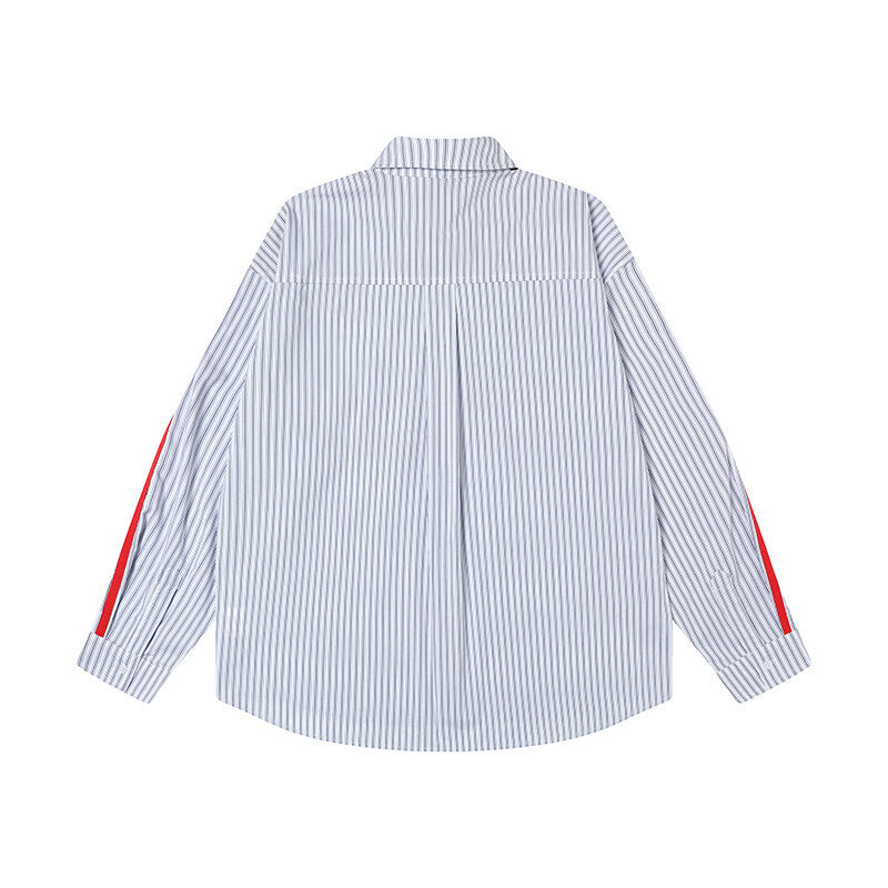 Striped long sleeved shirt loose fitting shirt