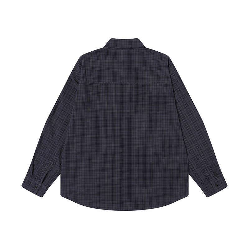 Splicing striped checkered long sleeved sports shirt