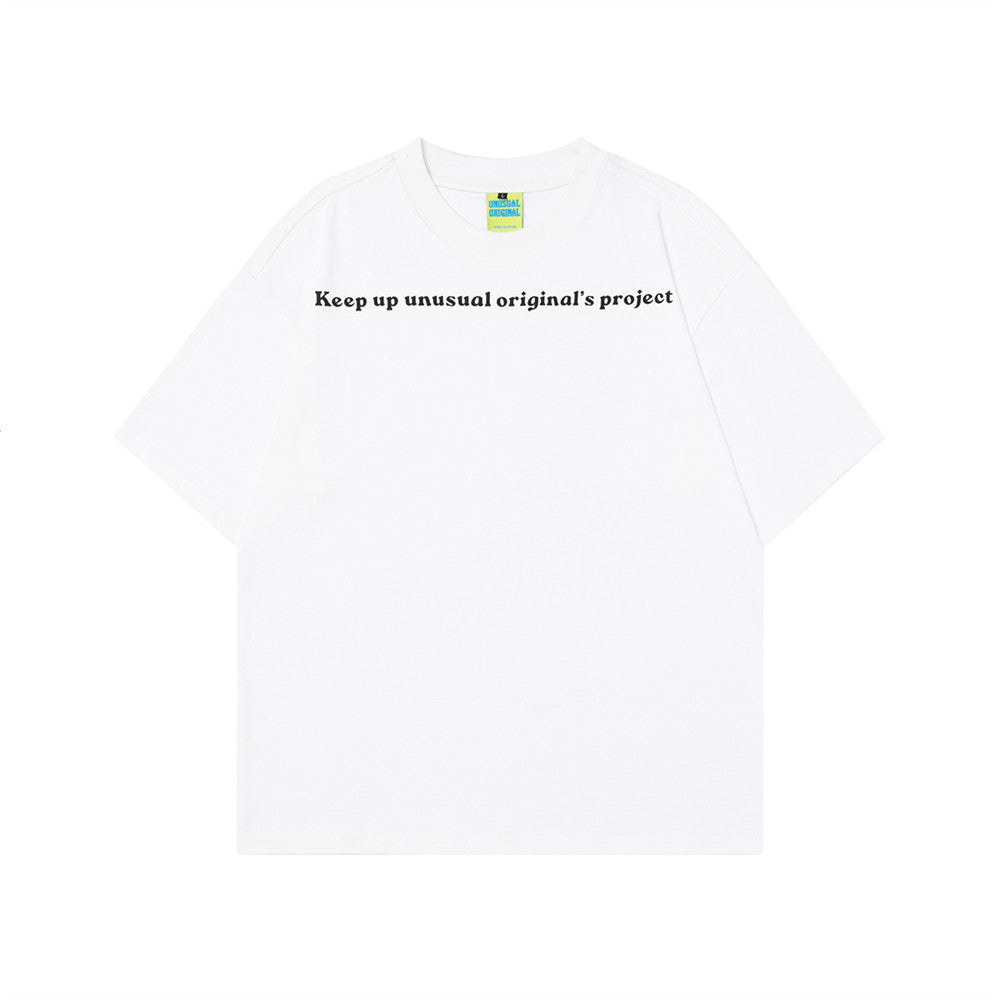 Alphabet Print Short Sleeve T-Shirt Men's Simple Casual Trendy Versatile Pure Cotton Round Neck Half Sleeve Top