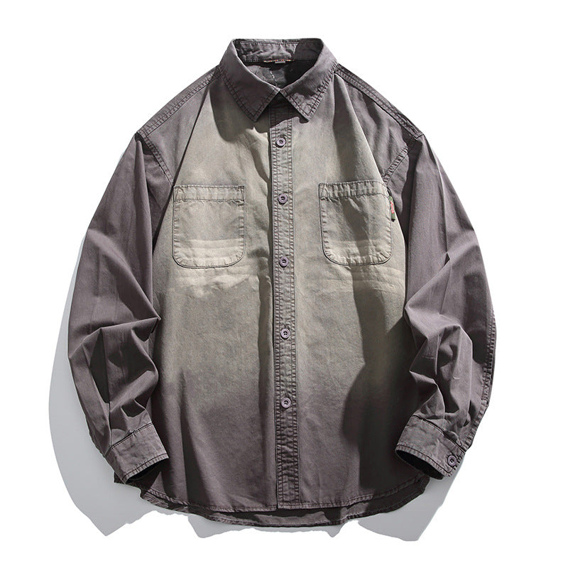 Vintage spray horse chestnut gradient casual shirt