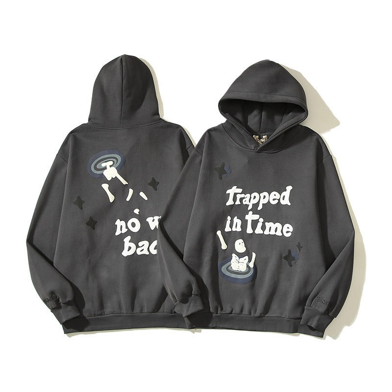Europe and America High Street Travis Hip Hop Street Time Vortex Foaming Graffiti Letter Hoodie Guards Cotton Coat