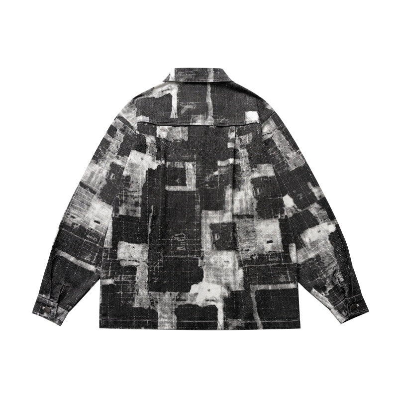 Fully printed washed collared shirt