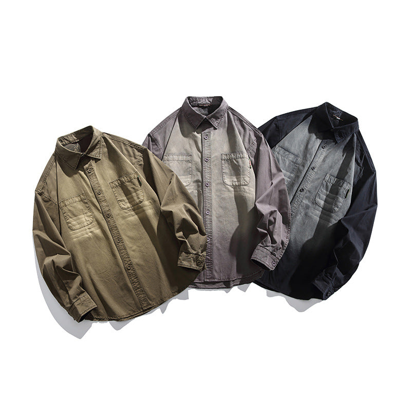 Vintage spray horse chestnut gradient casual shirt