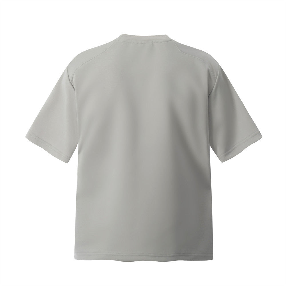 Simple Embroidered Letter Short Sleeve T-Shirt Loose Round Neck Men's INS Trendy American Design Split Half Sleeve Tee