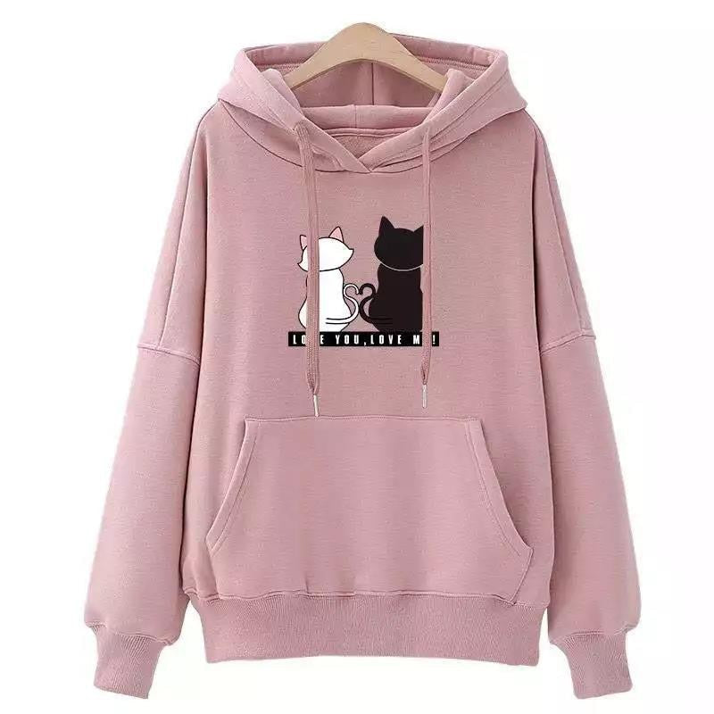 Streetwear Hoodies Women Sweatshirt Autumn Long Sleeve Hoodies Harajuku Hoodie Cute Cat Print Sweatshirt for Women