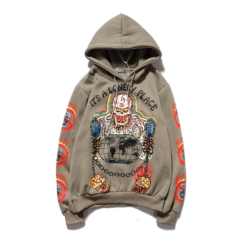 Kanye Foaming Love Letter Graffiti Print Hoodie Sweater for Men and Women Couples Plush Coat