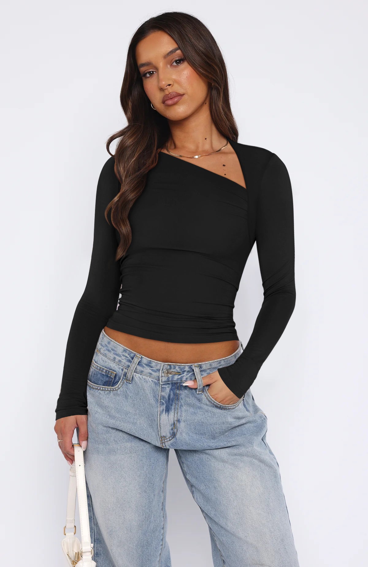 Slant neck women's T-shirt