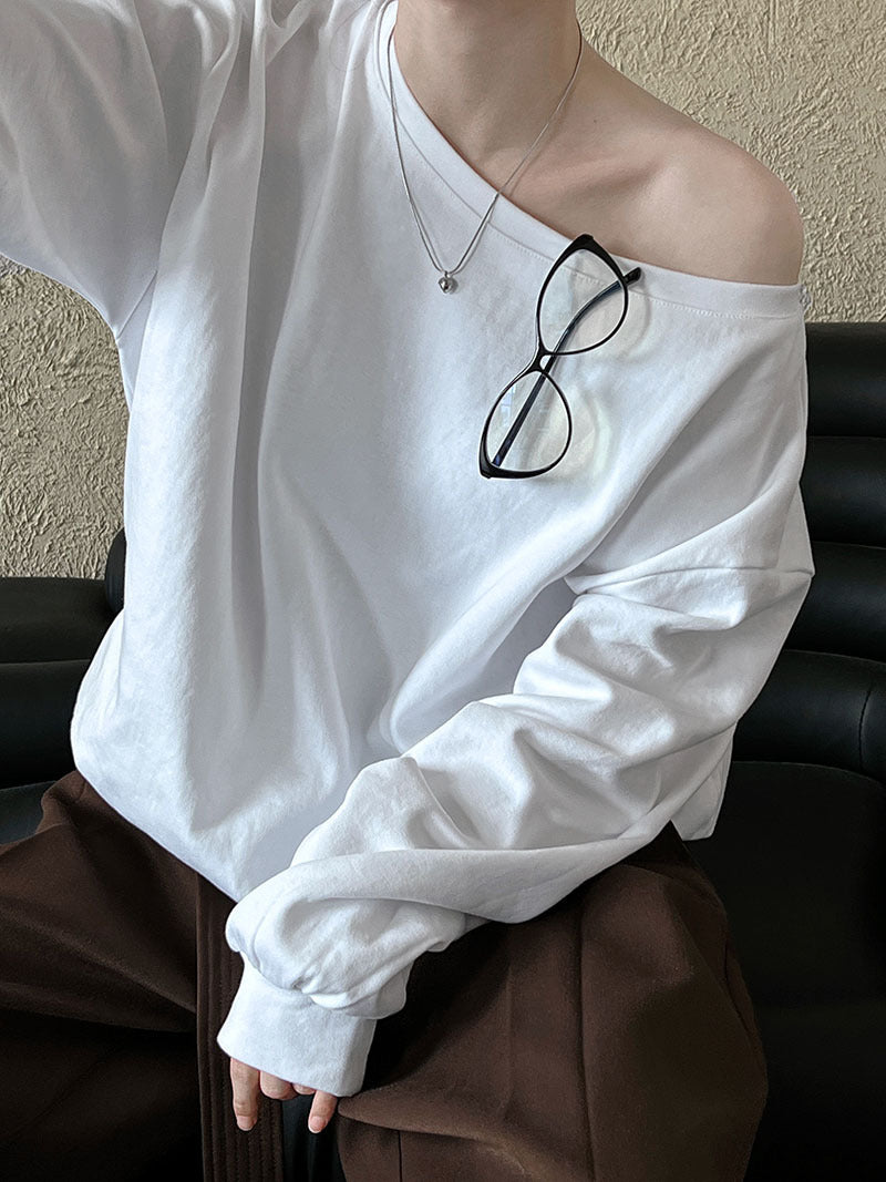 Slanted shoulder hoodie women's one neck off the shoulder top