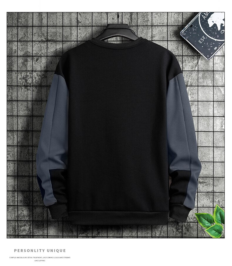 Fashion Patchwork Men Sweatshirt Autumn New Street Trend Hoodie Mens Casual Loose Pullover Korean Long Sleeved Top M-5XL