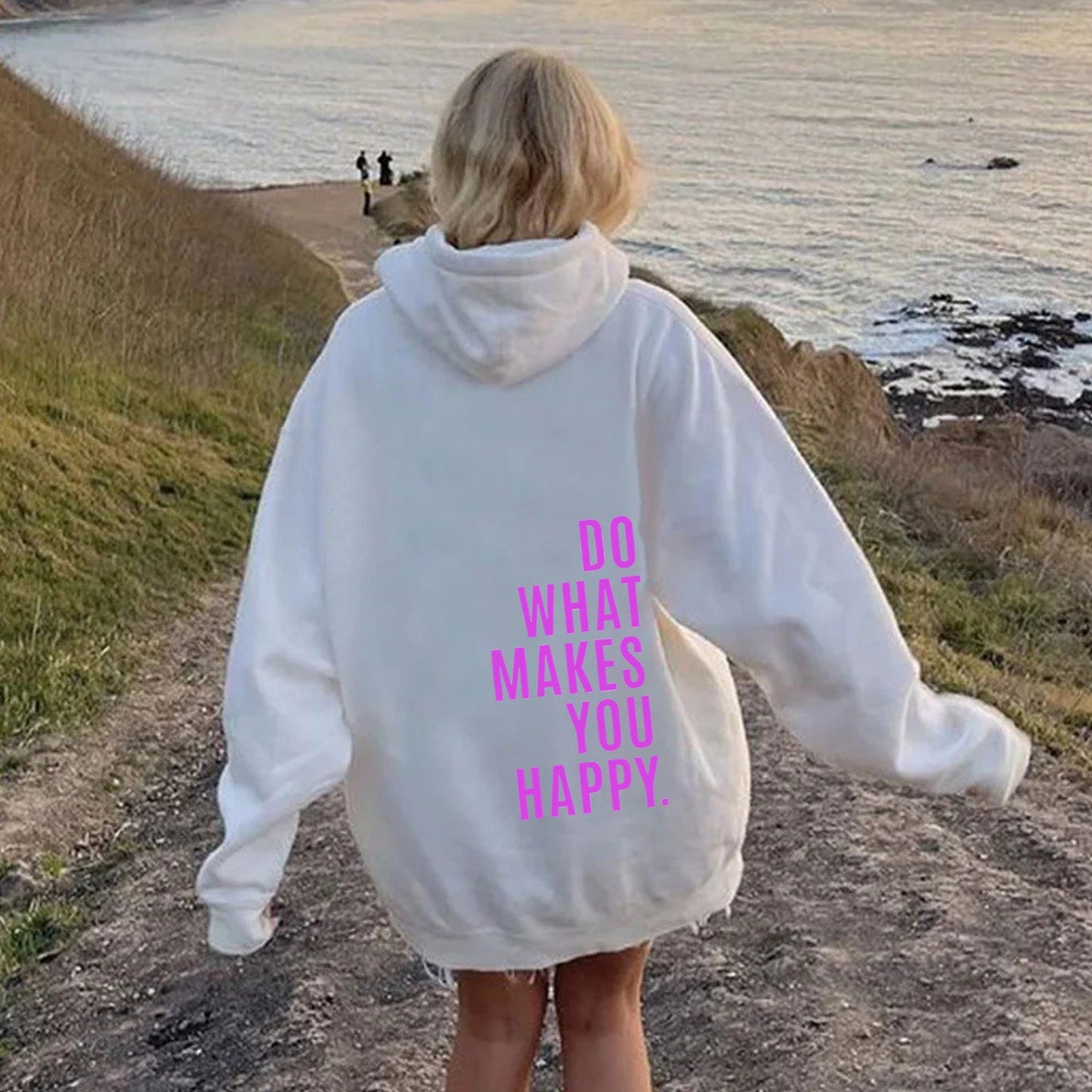XS ---5XL European size off shoulder sleeves Do What Makes You Happy sweatshirt hoodie