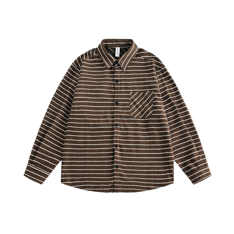 Workwear striped long sleeved shirt for casual men and women