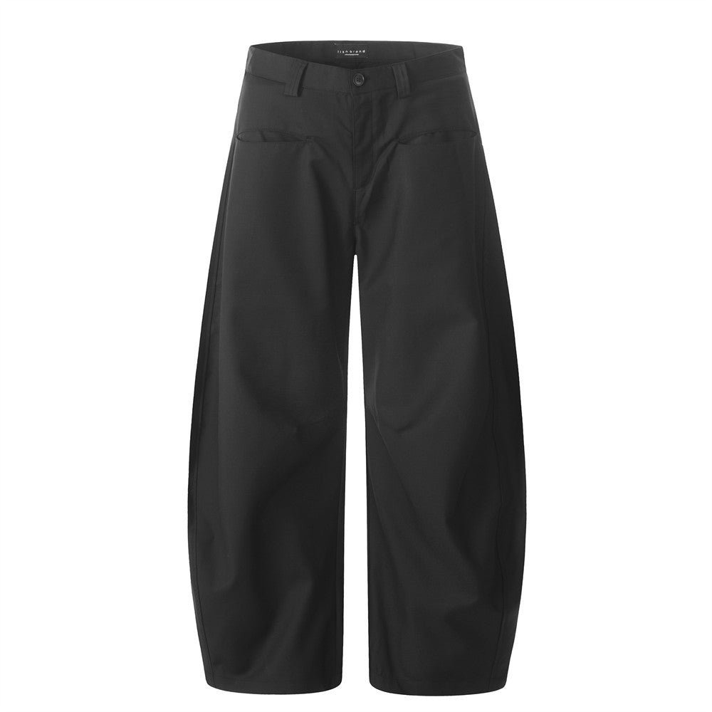 Loose Wide-Leg Scythe Pants Men's Casual Dress Trousers High-Street Design Solid Color Versatile Banana Scythe Long Pants