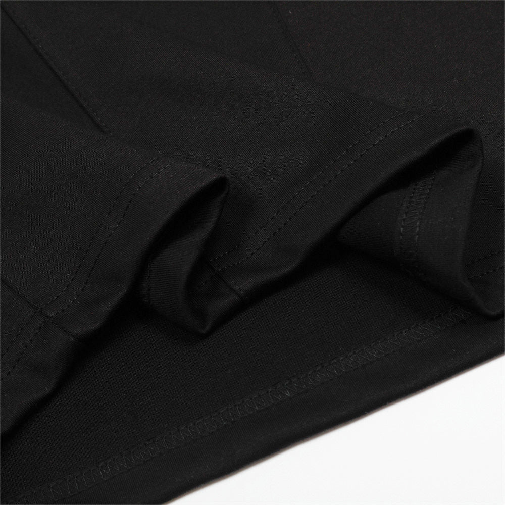 Simple Embroidered Letter Short Sleeve T-Shirt Loose Round Neck Men's INS Trendy American Design Split Half Sleeve Tee