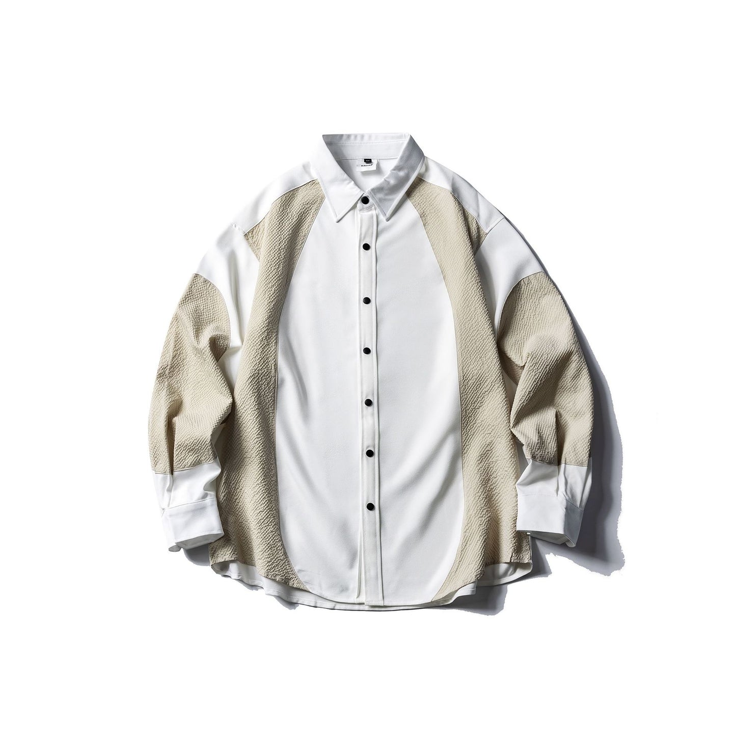 Deconstructing Bubble Yarn Color blocked Splicing Long sleeved Shirt