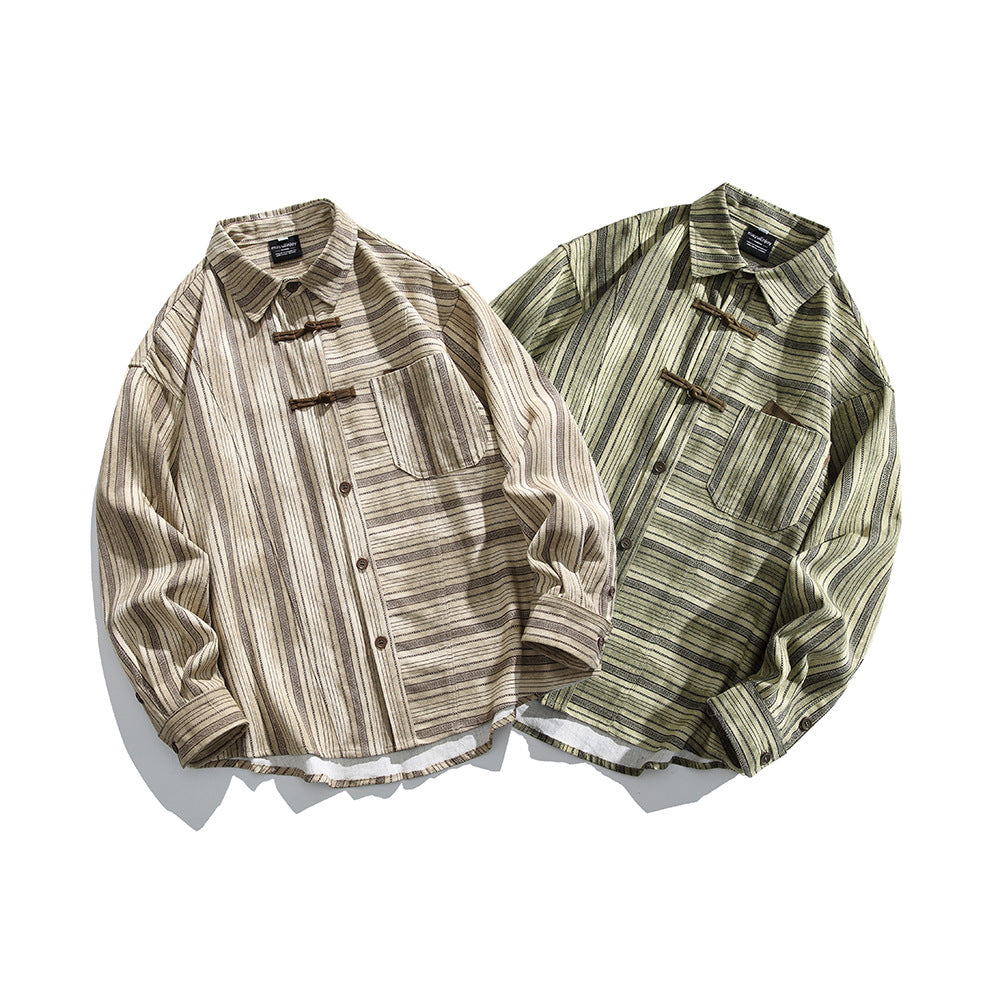 Buckled long sleeved striped shirt for men and women