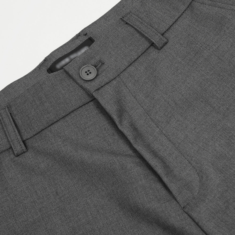 Trendy Solid Color Irregular Splicing Casual Wide-Leg Pants Men's Design Pleated Pressed Trousers Loose Long Pants