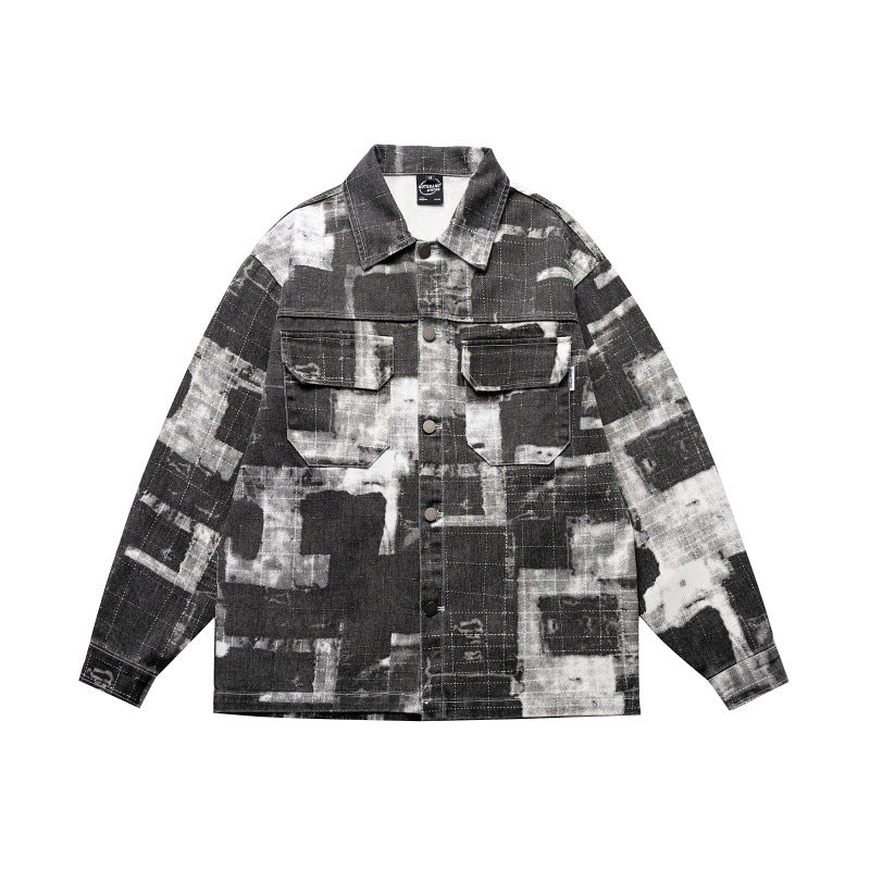 Fully printed washed collared shirt
