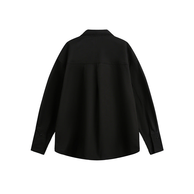 Loose heavy industry fake two long sleeved shirts