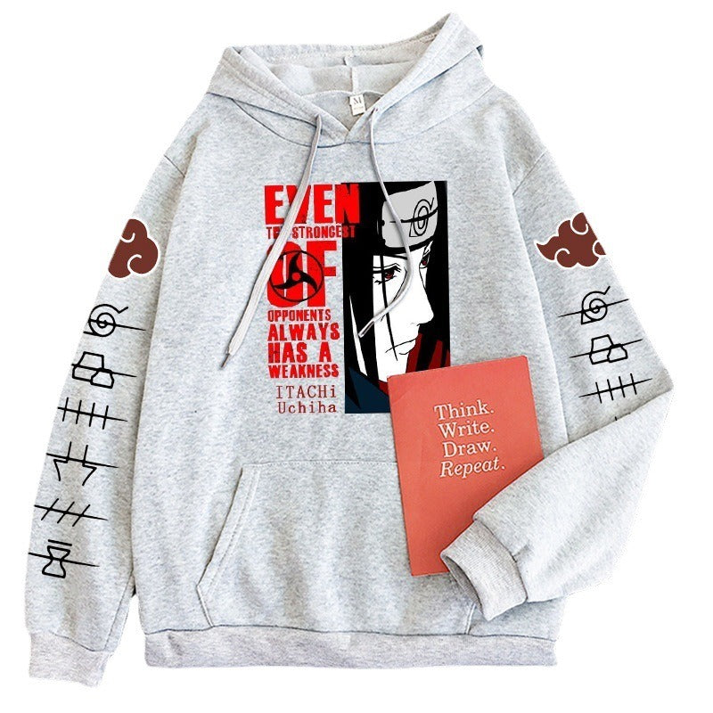 Naruto Itachi Writings Wheel Eye Anime Splice Plush Hoodie Cross border Hoodie Anime Hoodie