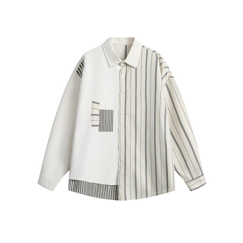 Splicing striped casual shirt