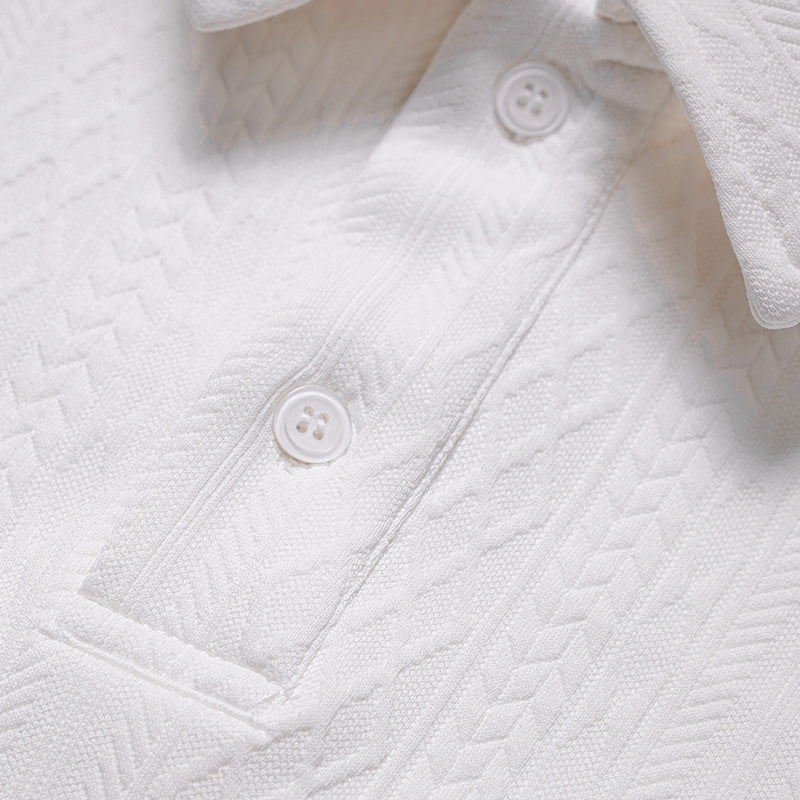 Jacquard texture polo shirt short sleeved men's T-shirt