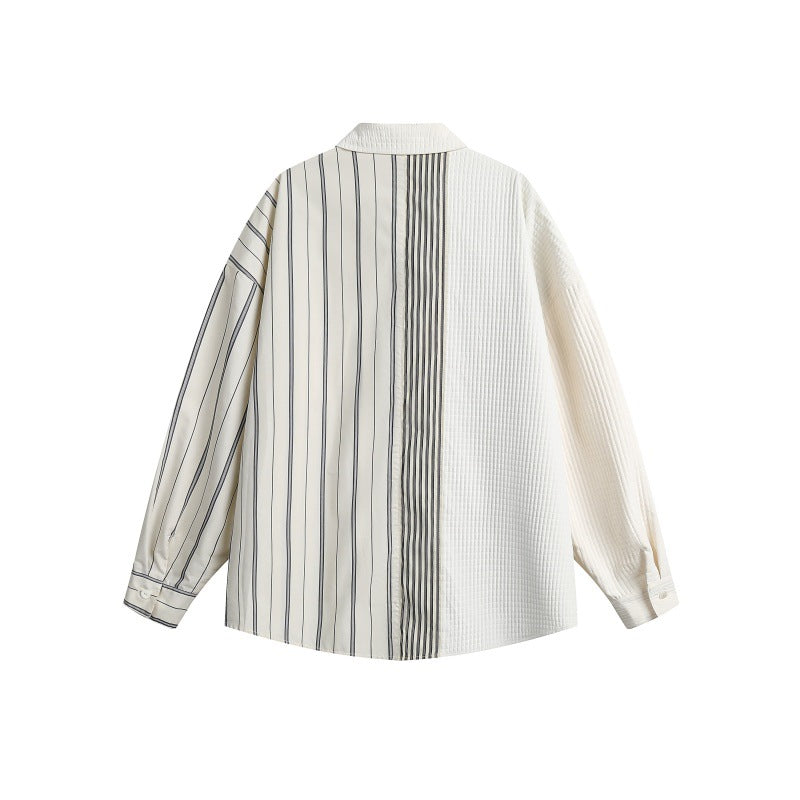 Splicing striped casual shirt