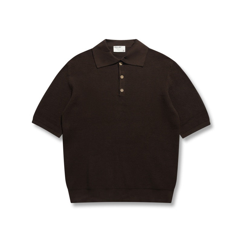 Solid color simple breathable short sleeved polo shirt
