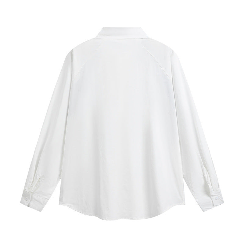 Color blocking splicing loose men's and women's long sleeved shirt
