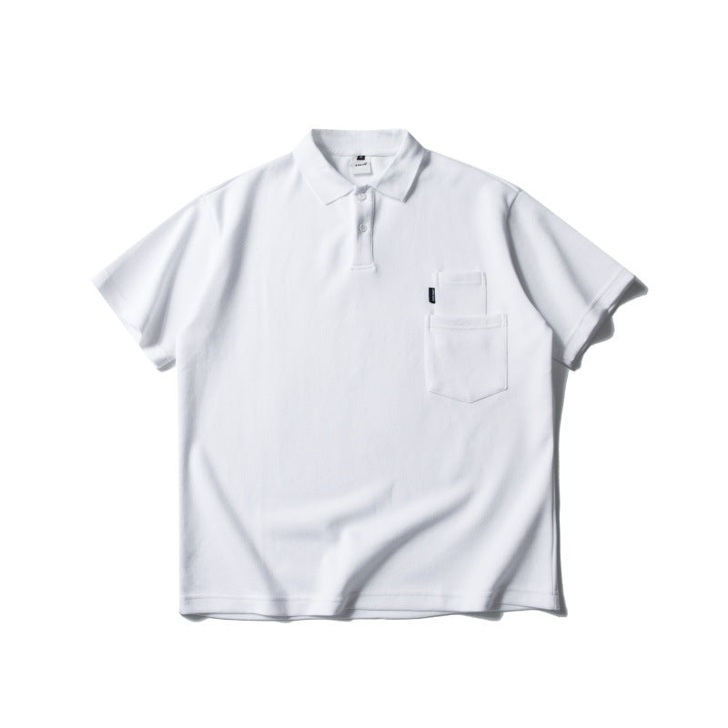 Double patch pocket design loose polo shirt