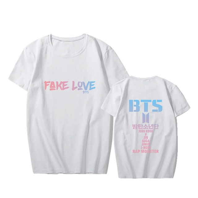 KPOP BTS Bangtan Boys Album Love Yourself Tear FAKE LOVE O-Neck Hip Hop Tshirt T Shirts Short Sleeve Tops T-shirt