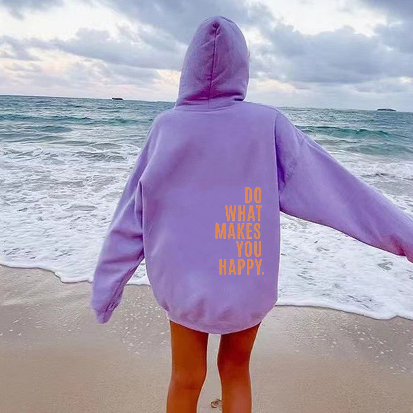 Do What Makes You Happy Hoodie with Dropped Shoulders