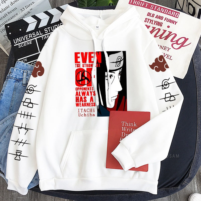 Naruto Itachi Writings Wheel Eye Anime Splice Plush Hoodie Cross border Hoodie Anime Hoodie