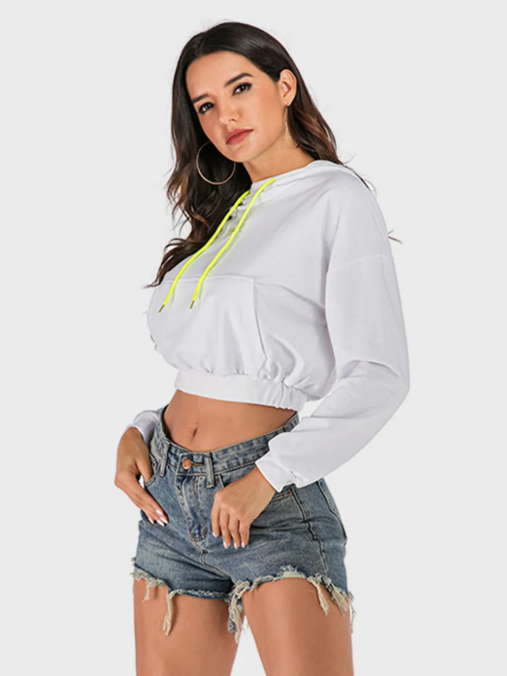 Drawstring Letter Long Sleeve Hoodie