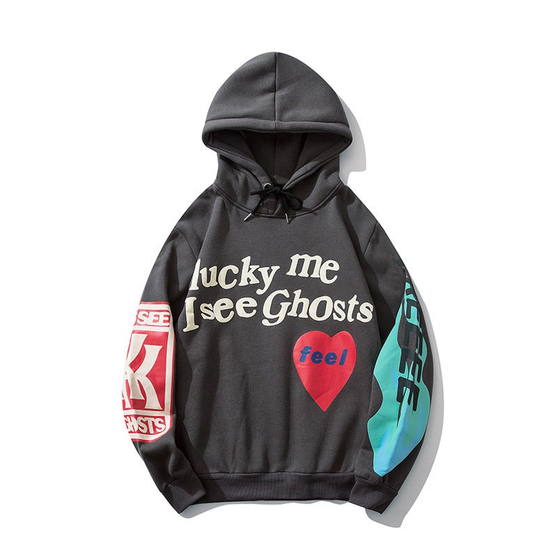 Kanye Foaming Love Letter Graffiti Print Hoodie Sweater for Men and Women Couples Plush Coat