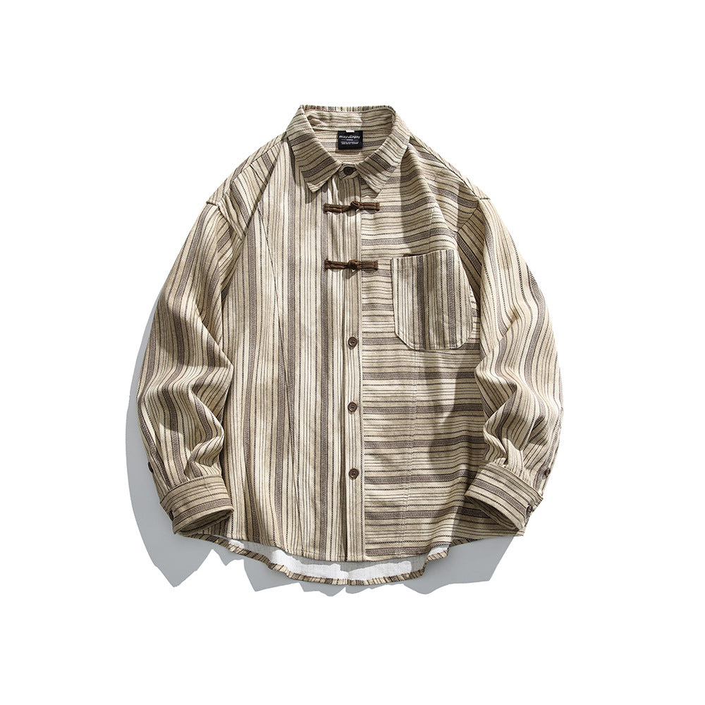 Buckled long sleeved striped shirt for men and women