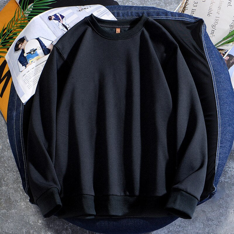 Spring Autumn New Mens Hoodie Casual Cotton Fleece Long Sleeve Men Sweatshirt Round Neck Multicolor Fashion Loose Tops 5XL