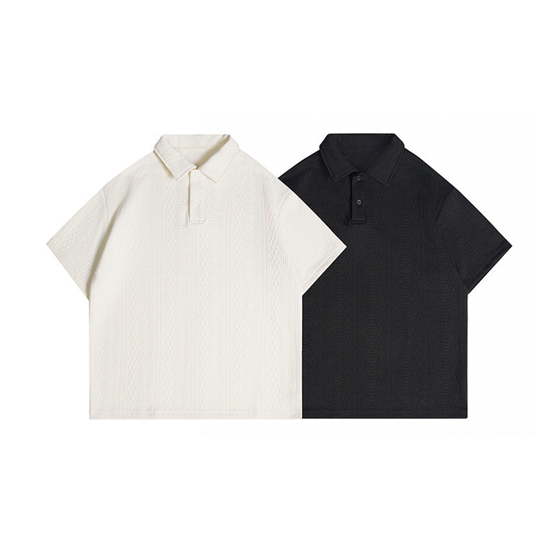 Jacquard texture polo shirt short sleeved men's T-shirt