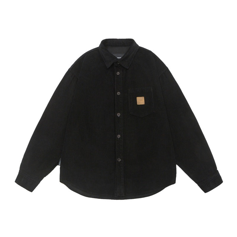 Simple solid color top men's lapel shirt