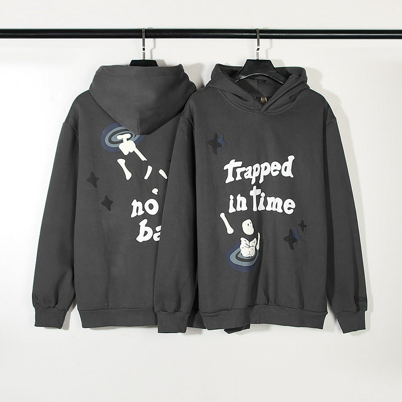 Europe and America High Street Travis Hip Hop Street Time Vortex Foaming Graffiti Letter Hoodie Guards Cotton Coat